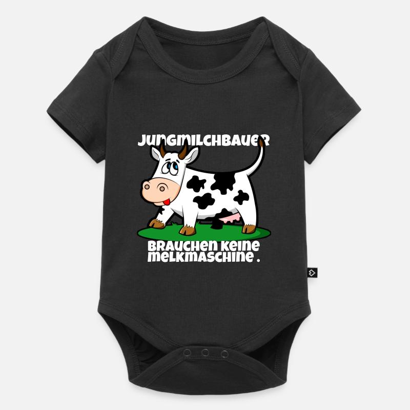Jungbauer Baby Strampler - Milchbauer Baby - Baby Premium Kurzarmbody - Schwarz