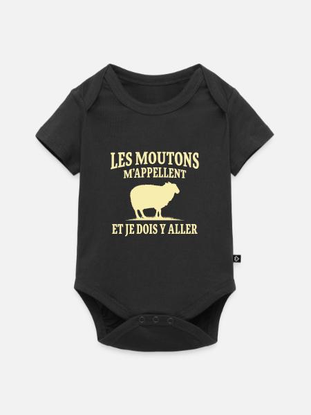 les moutons m'appellent et je dois y aller - Body à manches courtes Premium Bébé - noir