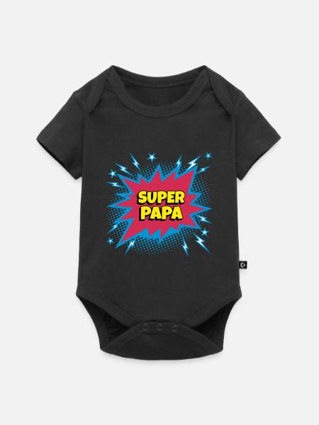 Super Papa (super Heroin) - Baby Premium Kurzarmbody - Schwarz