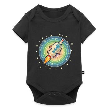 La fusée vole dans l’espace. L’espace en tant qu’astronaute - Body à manches courtes Premium Bébé - noir - Devant
