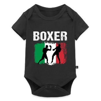 Boxen Italien Boxer - Baby Premium Kurzarmbody - Schwarz - Vorne