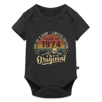 Né 1974 Original Retro Vintage Anniversaire 1974 - Body à manches courtes Premium Bébé - noir - Devant