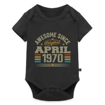 April 1970 Geburtstag Vintage Geschenkidee aus den 1970er Jahren - Baby Premium Kurzarmbody - Schwarz - Vorne