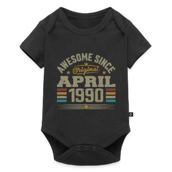 April 1990 Geburtstag Geschenkidee Jahrgang 1990er Jahre - Baby Premium Kurzarmbody - Schwarz - Vorne