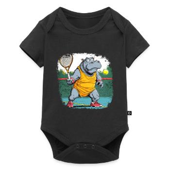 Nilpferde Tennis - Baby Premium Kurzarmbody - Schwarz - Vorne