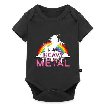 Heavy Metal Einhorn Musik - Baby Premium Kurzarmbody - Schwarz - Vorne