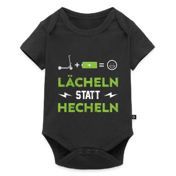 E-Scooter Elektro Tretroller Scooter - Baby Premium Kurzarmbody - Schwarz - Vorne