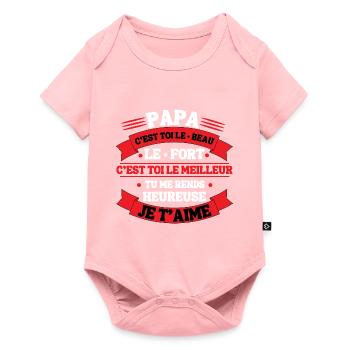 Cadeau Papa je t aime Message Pere fille - Body à manches courtes Premium Bébé - rose - Devant