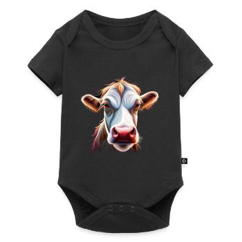 tête de vache tête de vache fermier brun élevage de vaches - Body à manches courtes Premium Bébé - noir - Devant
