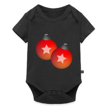 Weihnachten Kugeln Schmuck Winter Geschenk - Baby Premium Kurzarmbody - Schwarz - Vorne