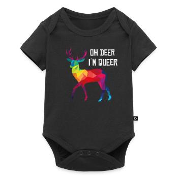 Oh Deer At Queer Gay LGBT Deer Funny Gift - Baby Premium short-sleeve bodysuit - black - Front