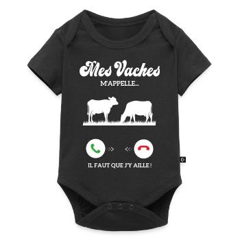 Dicton Drôle De Vache Agriculteur Mes Vaches - Body à manches courtes Premium Bébé - noir - Devant