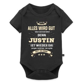 Alles wird gut, denn Justin ist wieder da T-Shirt - Baby Premium Kurzarmbody - Schwarz - Vorne