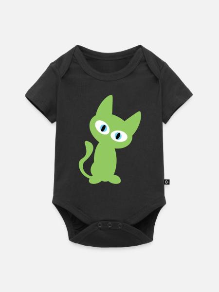 Grüne Katze Design - Baby Premium Kurzarmbody - Schwarz