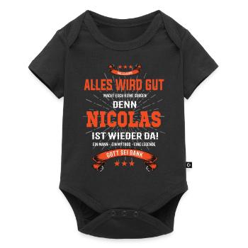 alles wird gut denn Nicolas Ist da T-Shirt - Baby Premium Kurzarmbody - Schwarz - Vorne