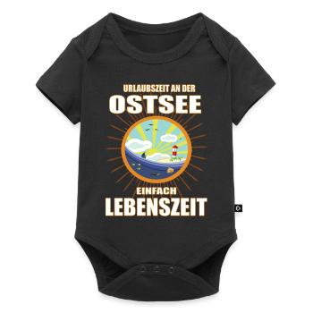 Urlaubszeit an der Ostee, einfach Lebenszeit - Baby Premium Kurzarmbody - Schwarz - Vorne