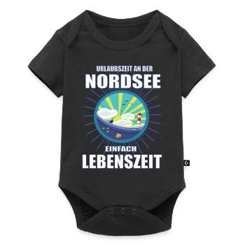 Urlaubszeit an der Nordsee, einfach Lebenszeit - Baby Premium Kurzarmbody - Schwarz - Vorne