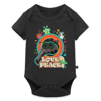 Love and peace bow tie, cool hippie design - Baby Premium short-sleeve bodysuit - black - Front