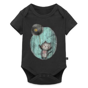 cute drawing cat balloon balloon - Baby Premium short-sleeve bodysuit - black - Front