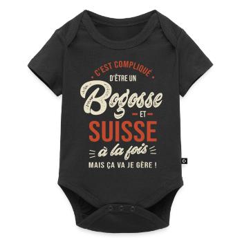 Suisse Bogosse Cadeau Humour Suisses - Body à manches courtes Premium Bébé - noir - Devant