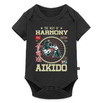 Aikido Harmony Japan Design - Baby Premium Kurzarmbody - Schwarz - Vorne