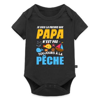 Papa Pêche Pêcheur Bébé Nourrisson Naissance - Body à manches courtes Premium Bébé - noir - Devant