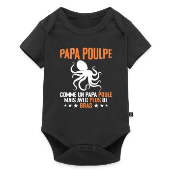 Papa Poulpe Cadeau Drôle Papa Humour - Body à manches courtes Premium Bébé - noir - Devant