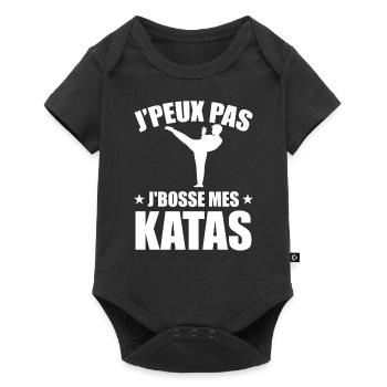 Je Peux Pas Je Bosse Mes Katas - Body à manches courtes Premium Bébé - noir - Devant