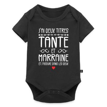 J'ai Deux Titres Tante Et Marraine Cadeau - Body à manches courtes Premium Bébé - noir - Devant