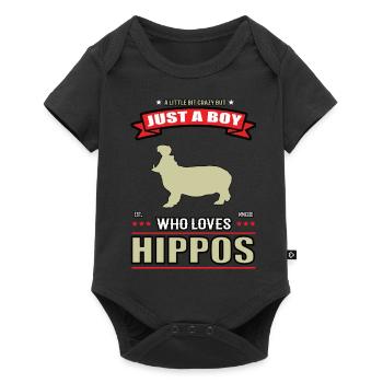 Juste un garçon qui aime la tenue des hippopotames - Body à manches courtes Premium Bébé - noir - Devant