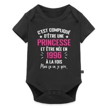 Princesse Née en 1996 - Cadeau D'anniversaire 1996 - Body à manches courtes Premium Bébé - noir - Devant