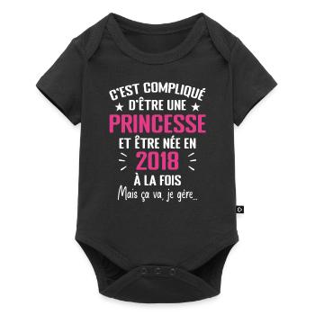 Princesse Née en 2018 - Cadeau D'anniversaire 2018 - Body à manches courtes Premium Bébé - noir - Devant
