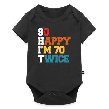70 Ans Drôle - Humour Anniversaire 70 ans Cadeau - Body à manches courtes Premium Bébé - noir - Devant