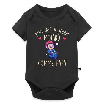 Plus tard je serais motard comme papa bébé Garçon - Body à manches courtes Premium Bébé - noir - Devant