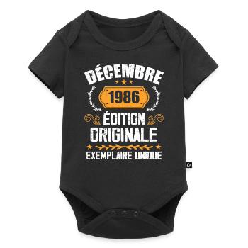 Anniversaire Cadeau Millésime Décembre 1986 - 198 - Body à manches courtes Premium Bébé - noir - Devant