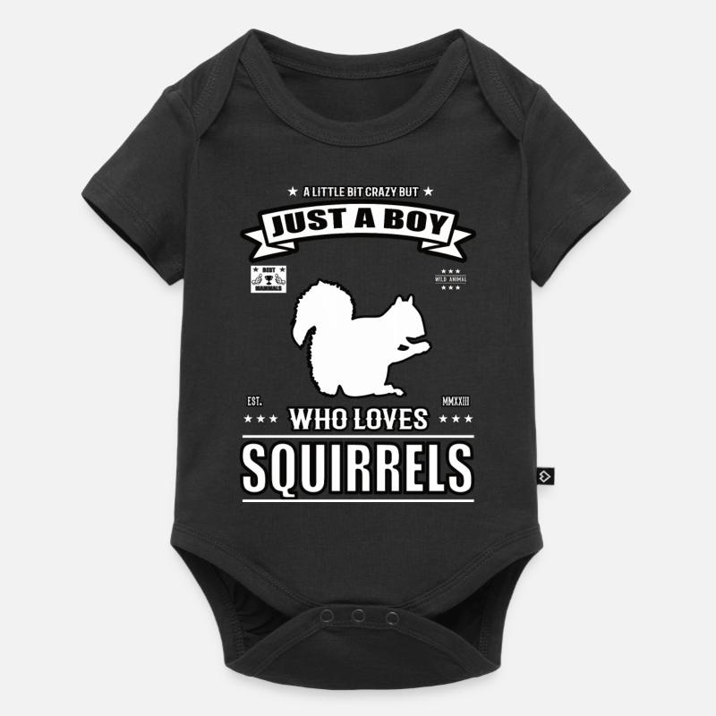 Just a Boy who loves Eichhörnchen Outfit - Baby Premium Kurzarmbody - Schwarz