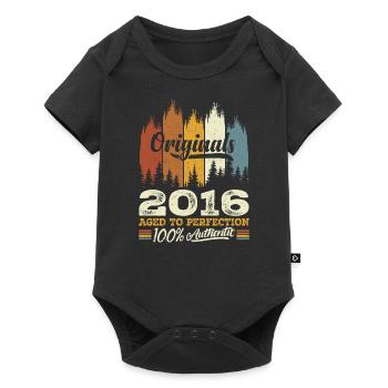 2016 Vintage Original 2016 Geburtstagsgeschenk - Baby Premium Kurzarmbody - Schwarz - Vorne