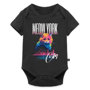New York City, Cat, Meow, City, Skyline, America, USA - Baby Premium short-sleeve bodysuit - black - Front