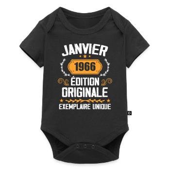 Jubiläumsgeschenk Jahrgang Januar 1966 - 1966 - Baby Premium Kurzarmbody - Schwarz - Vorne