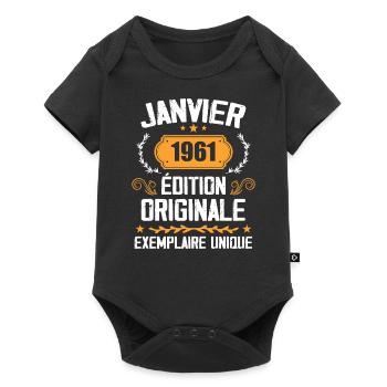 Anniversary Vintage Gift January 1961 - 1961 - Baby Premium short-sleeve bodysuit - black - Front