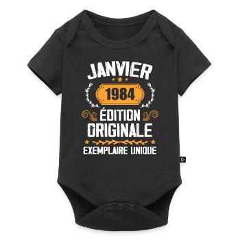 Anniversaire Cadeau Millésime Janvier 1984 - 1984 - Body à manches courtes Premium Bébé - noir - Devant