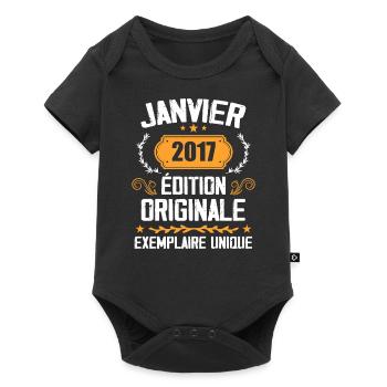Anniversaire Cadeau Millésime Janvier 2017 - 2017 - Body à manches courtes Premium Bébé - noir - Devant