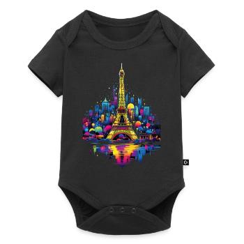 Paris, Tour Eiffel, France, Ville, Horizon, Nuit - Body à manches courtes Premium Bébé - noir - Devant