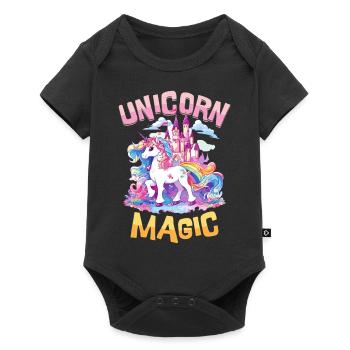 Unicorn, Magic, Rainbow, Castle, Colorful, Fantasy - Baby Premium short-sleeve bodysuit - black - Front