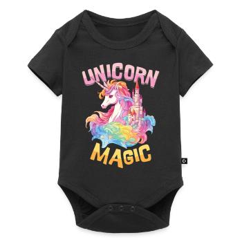 Unicorn, Magic, Rainbow, Castle, Colorful, Fantasy - Baby Premium short-sleeve bodysuit - black - Front