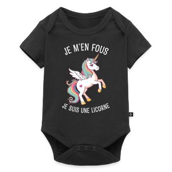 Je M'en Fous Je suis Une Licorne - Body à manches courtes Premium Bébé - noir - Devant