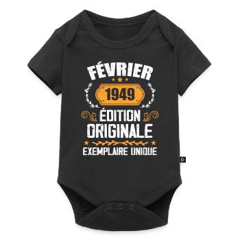 Cadeau 75e Anniversaire Nées En Février 1949 - Body à manches courtes Premium Bébé - noir - Devant
