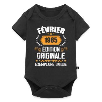 59th Birthday Gift Born in February 1965 - Baby Premium short-sleeve bodysuit - black - Front