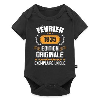 Cadeau 89e Anniversaire Nées En Février 1935 - Body à manches courtes Premium Bébé - noir - Devant
