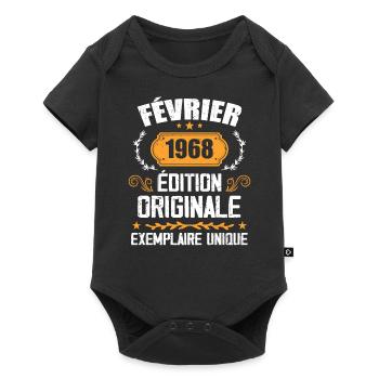 Cadeau 56e Anniversaire Nées En Février 1968 - Body à manches courtes Premium Bébé - noir - Devant